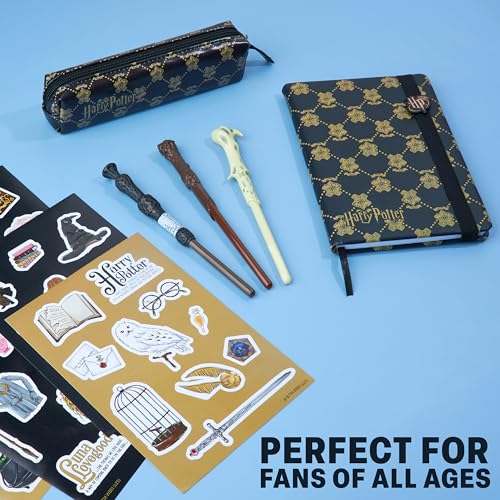 Image of Get Trend Harry Potter Girls Stationery Set, 4 Piece School Supplies | Blank Page Notebook, Wand-Shaped Pens, Zip Pencil Case, Character Stickers for Journaling, Drawing, Crafting, Gifts for Girls
