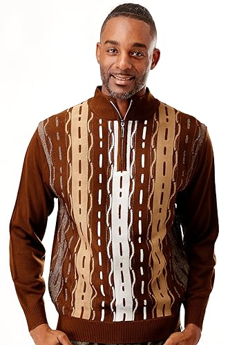 STACY ADAMS Men's Sweater, Tri Vertical Jacquard Front Design