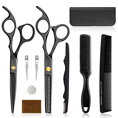 Yikomi 10 Pcs Hair Cutting Scissors Set Professional,Hairdressing Scissors Kit, Japanese Stainless Steel
