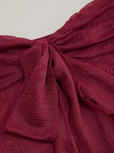 CIDER Summer Tube Tops for Women Floral Tie Front Cute Tops Sexy Going Out Tops Trendy Strapless Mesh Flowy Top Casual4