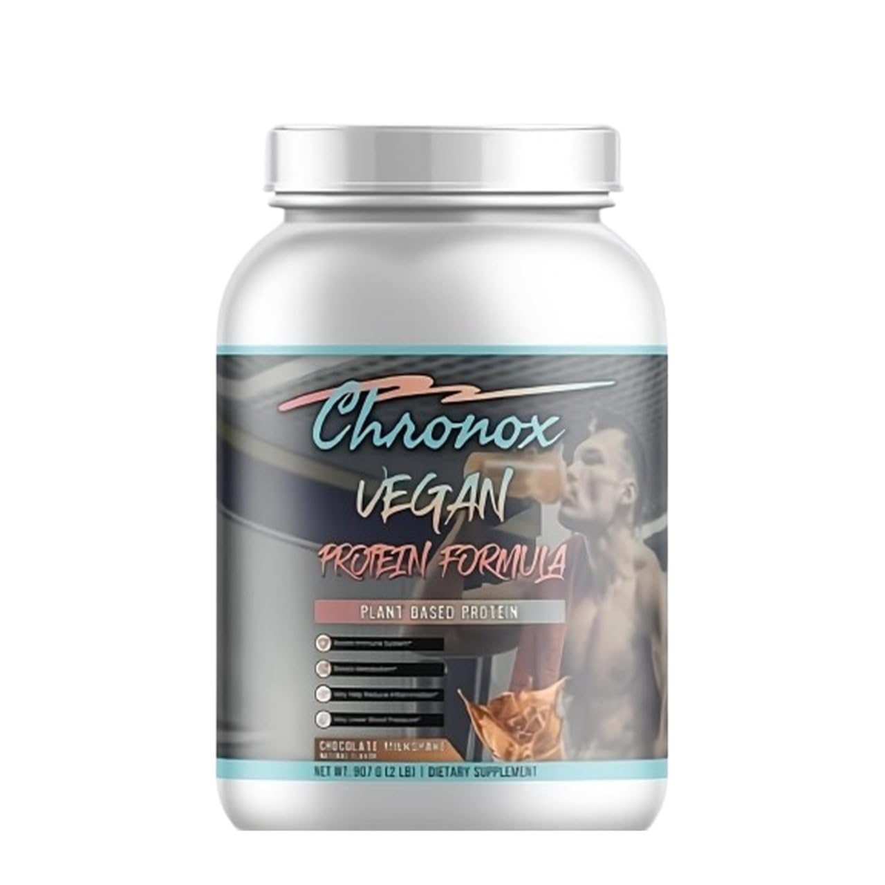 Proteína vegetal vegana en polvo Chronox sabor chocolate: mejora el bienestar general, sin hinchazón ni malestar estomacal. Proteína aislada en polvo de arroz integral y guisantes. Suplemento dietético (907 g).