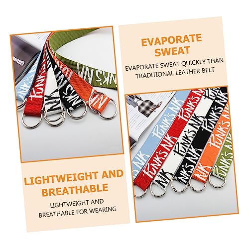 3pcs Double Ring Canvas Web Belts for Women and Men Adjustable Waistband Iron Buckle Stylish Letter Print Casual Pants Accessories2