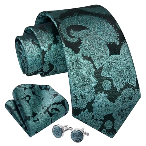 Image of Enlision Ties for Men Floral Tie Handkerchief Cufflinks Set Formal Flower Classic Mens Necktie & Pocket Square Wedding