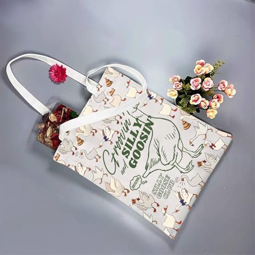KUIYAI Cartoon Goose Club Tote BagGoose Inspire Gift Goose Lover Meme Goose Shopping Grocery Bag Duck Lover Gift4