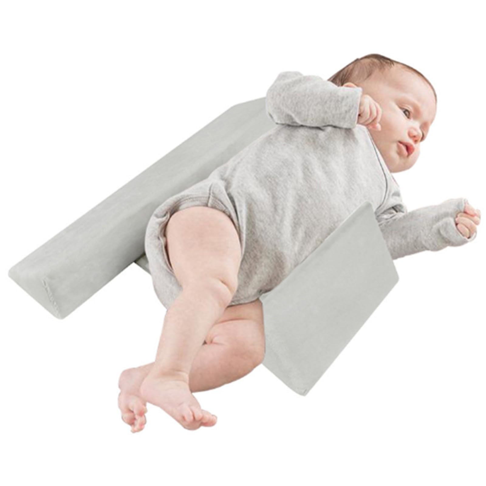 Générique Coussin Cale pour Bébé - Soutien Lombaire Réglable Doux et Respirant avec Housse Amovible Lavable, Cadeau Bébé (ggray)