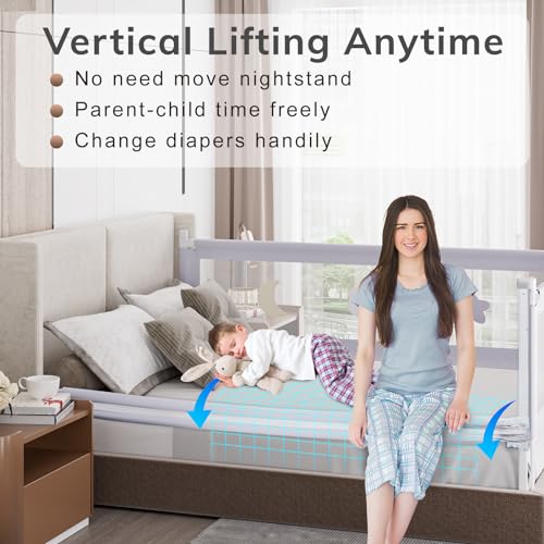 Omzer X-1 Bed Rail For Toddlers - (3 Pack) Toddler Bed Rails With Double Child Lock, Bed Rail For Baby Kids With Pattern, Infants Height Adjustment Guardrail thumb #4