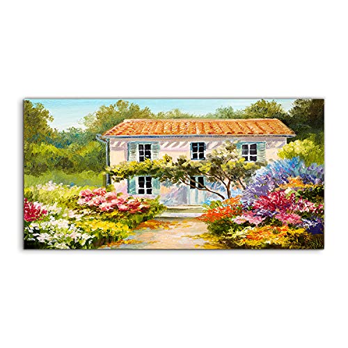 Image sur Verre Flowers Tree House Coloray 120x60cm pour Salon et Chambre