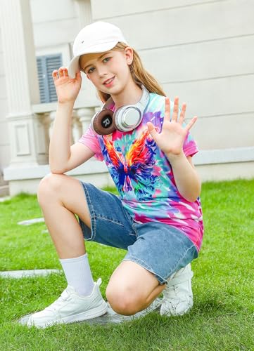 SunFoucs Girls Kids Shirts Size 5-12 Tie Dye Casual Tshirt Short Sleeve Crewneck Tee Top4