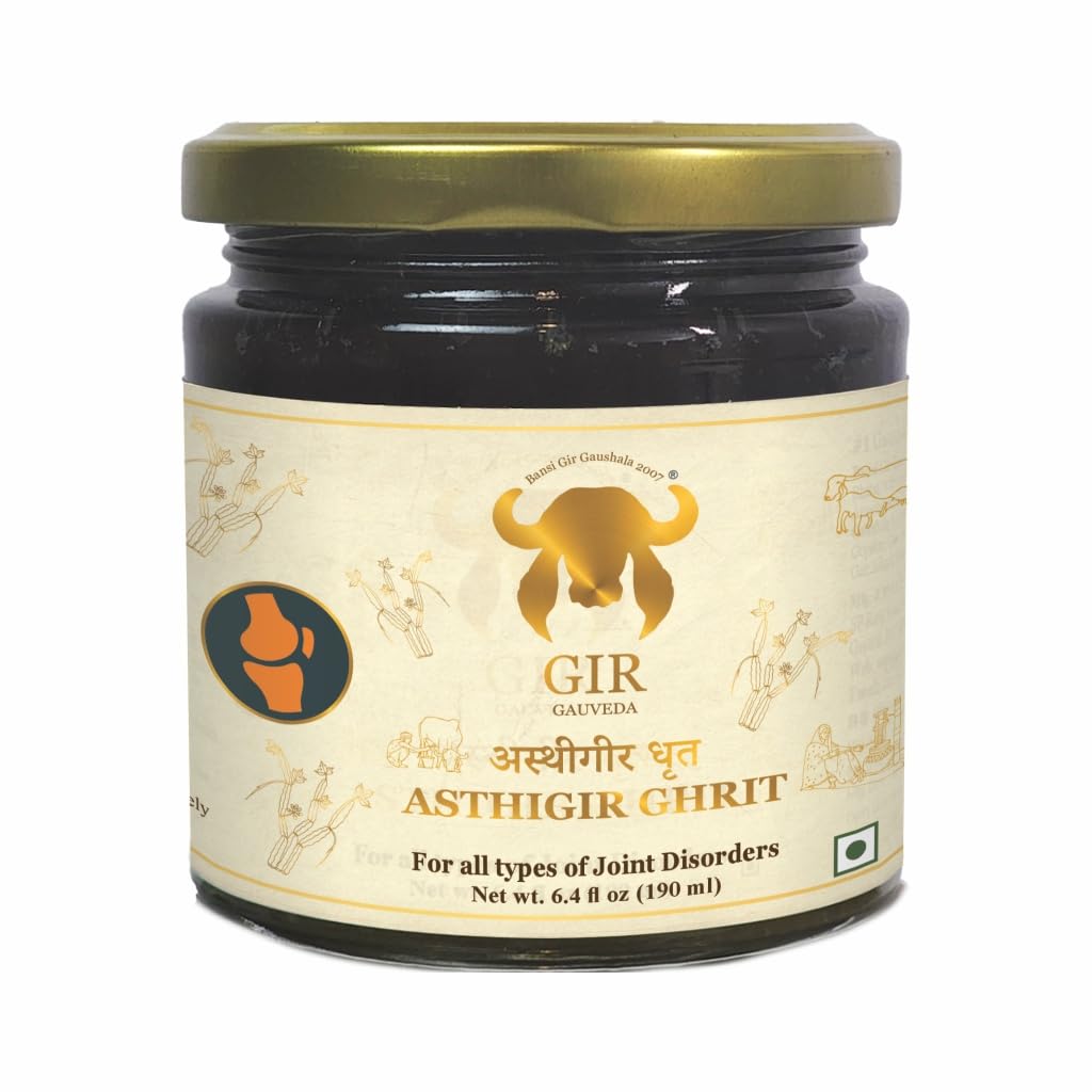GIR GAUVEDA Asthigir Ghrit 190 ml (6,4 oz) – Ghee ayurvédico para el cuidado de las articulaciones | Ghee A2 de animales alimentados con pasto | Mantequilla clarificada |