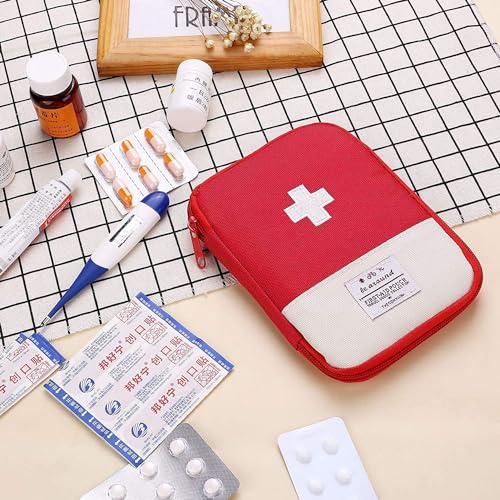 Image of First Aid Bag,Empty First Aid Pouch,Mini Portable Medical Bag for Outdoor Camping Hiking Travel Emergency,Multifunction Emergency Medicine Storage Bag-7x5 inch (Red, 3)