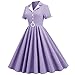 1950s Dresses for Women 1940s Vintage Retro 50s Style Pinup Rockabilly Short Sleeve Peter Pan Collar Swing A Line Midi Summer Tea Dress Cocktail Party Evening Prom Gown Plus Size Purple Plaid XL