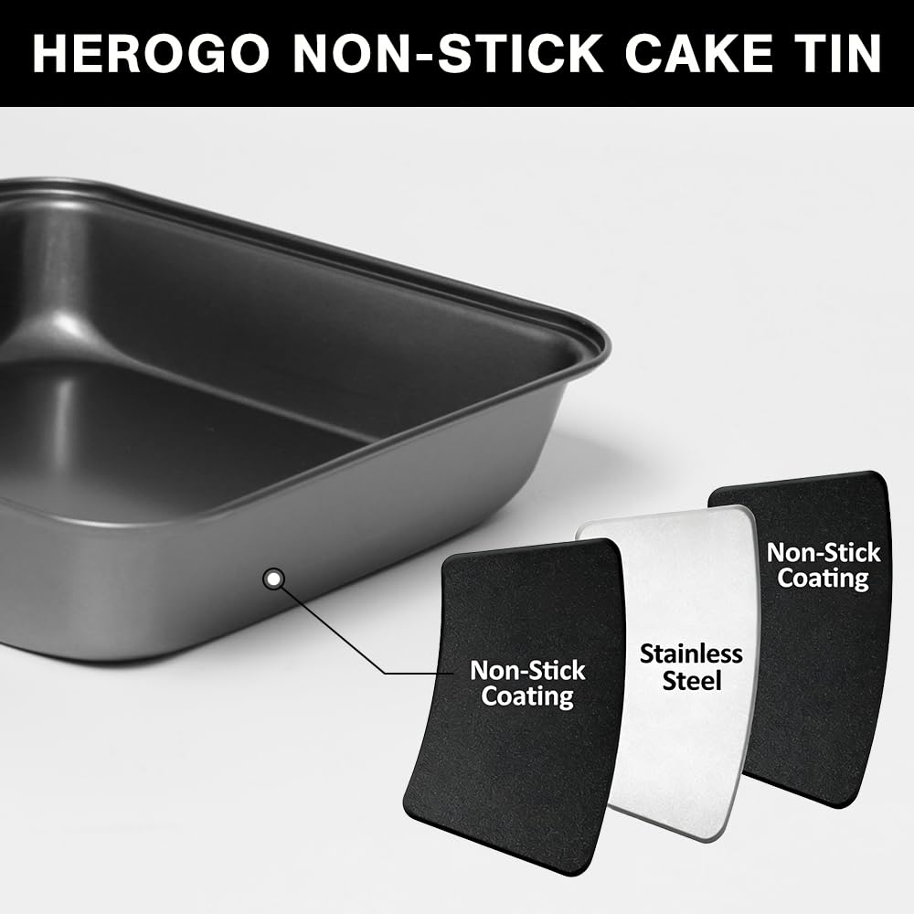 3 Pièces Plats à Gratin Carrés avec Revêtement Antiadhésif | 22.5cm/25.5cm/27.5cm, Noir Plat Four en Acier Inoxydable, Moule à Gâteau Carré, pour Gâteaux Brownies Lasagnes Rôtis