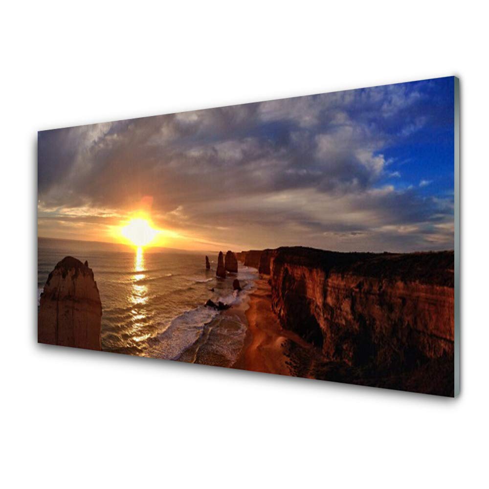 Plastique Imprimé Premium 100x50cm Tulup - Tableau en Verre Acrylique Design Moderne Sun Sea