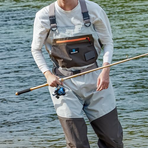 Image of Trudave Fishing Waders, Waterproof Chest Waders for Men & Women, Lightweight Insulated Stockingfoot Waders Breathable Fly Fishing Waders for Fishing Hunting