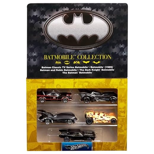Hot Wheels 1:64 Scale Die-Cast Toy Cars, Set of 5 Batman 85th Anniversary Vehicles Featuring 5 Different Batmobile Replicas in Commemorative Packaging (Amazon Exclusive)