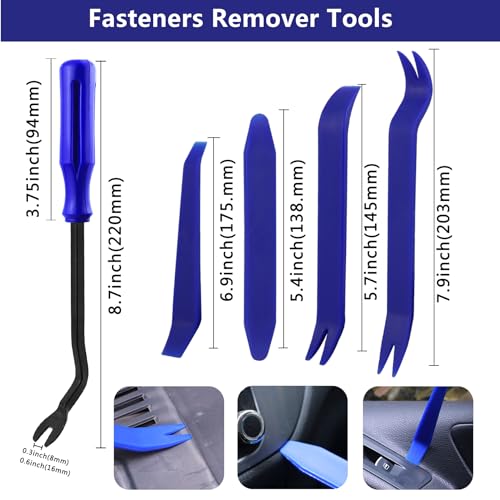 Image of Car Clips Bumper Clips Shield Retainer Clips Plastic Rivets 1050PCS Automotive Push Pins Assortment Xmas Tree Fasteners Kit Most Common Sizes Auto Body with Removers for Ford Honda Chrysler GM Blue