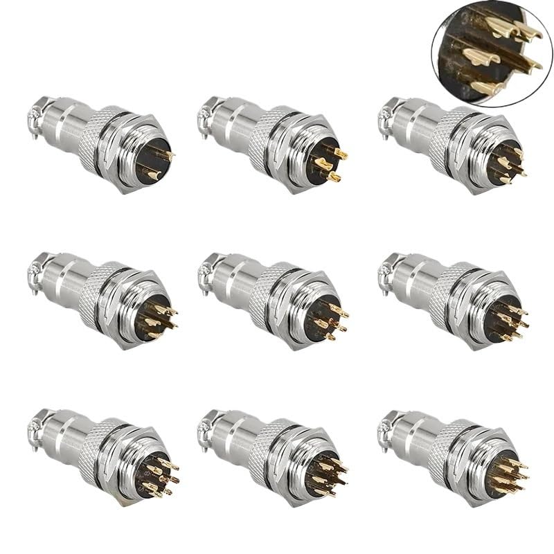 Conector GX16 Dorado Aeronáutico 5 Sets 7 Pines