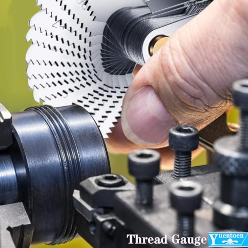 Yuentoen 58 Blätter Edelstahl Gewindelehre Set,Präzisions-Gewindelehre,Metrisch 60° + Whitworth 55° Center Gauge,Rohrgewinde Messwerkzeug für Drehmaschinen und Kfz-Werkstatt