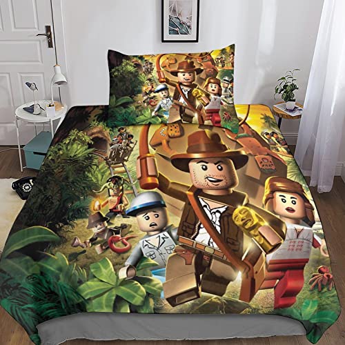 Lego Batman 3D Funda De Edredón De Polialgodón con Fundas De Almohada Funda Nórdica De Juego Juego de Bloques De Cama Hipoalergénica Ultra Suave para Niños, Adultos Single(135x200cm)