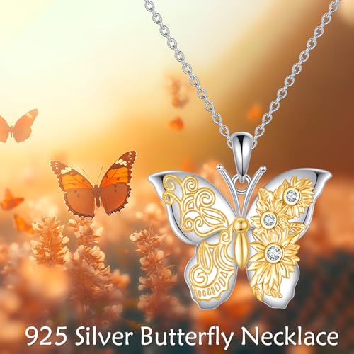Butterfly Necklace for Women 925 Sterling Silver Dainty Cute Butterfly Charm Jewelry Delicate Pendant Butterfly Necklace Birthday Christmas Gift for Wife Girlfriend Mom2