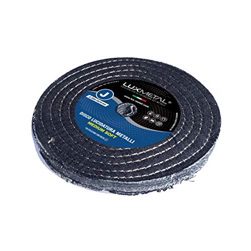 Disco de pulido para rueda Lux Metal de algodón/Jeans J Medium Fine 200 mm para pulir óxido y óxido para pulir espejo aluminio acero inoxidable latón cobre bronce hierro thumbnail