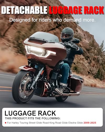 Image of Detachable Luggage Rack for Harley Touring Street Glide Road King Road Glide Electra Glide 2009-2025 (D-09-25 Black Rack-2)