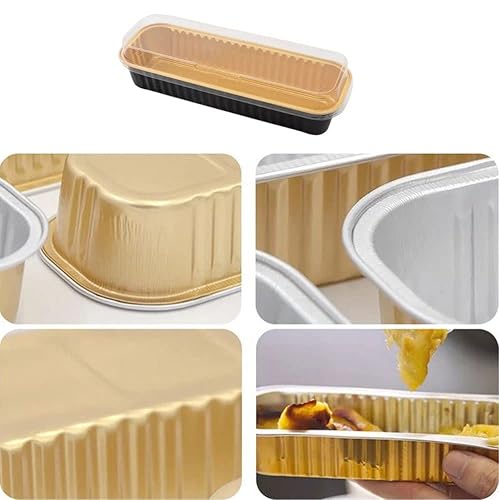 50Pack Aluminum Foil Mini Loaf Pans With Lids, Rectangular Baking Cup Muffin Tins For Mini Cakes, Baking Cupcakes, Displaying Various Desserts (Black) #TOP5