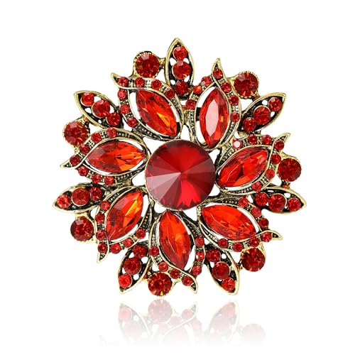 Image of Trendy Large Rhinestone Flower Brooches 8-color for Women Luxury Office Party Casual Pins Jewelry Accessories Gifts
