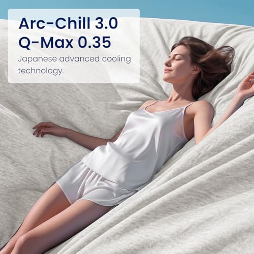 Image of Topcee Cooling Blanket (90 inchx90 inchQueen Size) for Night Sweats Absorbs Heat to Keep Adults Cool on Warm Nights, Q-Max 0.5 Cooling Blankets for Hot Sleepers, Ultra-Cool Lightweight Blanket for Bed