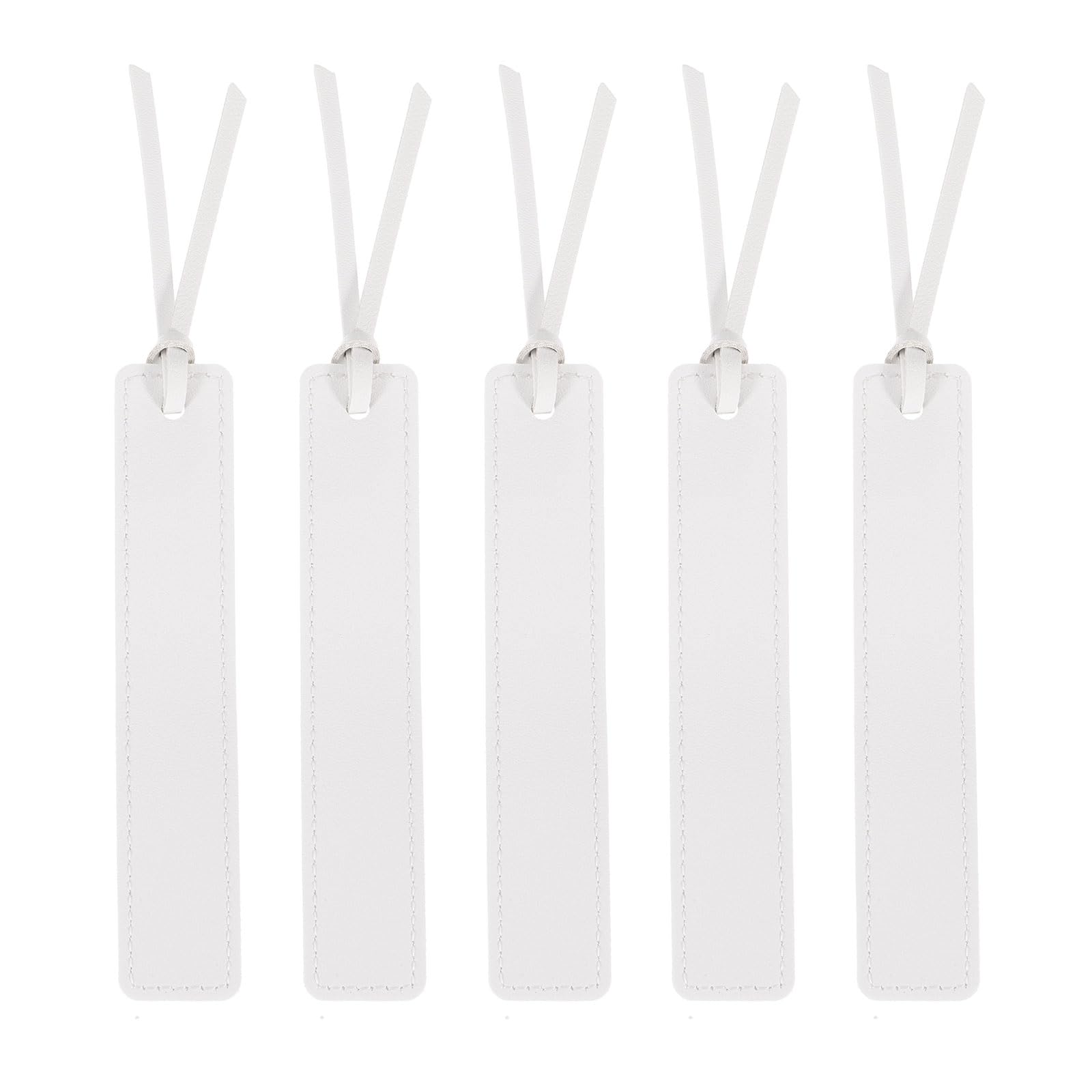 sourcing map 5 Pcs Leather Bookmark, Classic Stitched Bookmarks with Leather Rope Page Marker for Book Reading Book Lovers Reader Writers Accessories for Men Women Teachers, White
