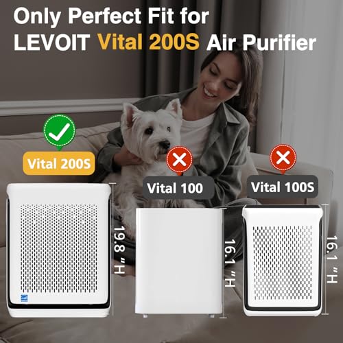 2 Pack Vital 200S Pet Care Replacement Filter for LEVOIT Vital 200S and Vital 200S-P Air Purifier, 3-IN-1 HEPA and High-Efficiency Activated Carbon Filter, Vital 200S-RF-PA (LRF-V201-YUS), Yellow