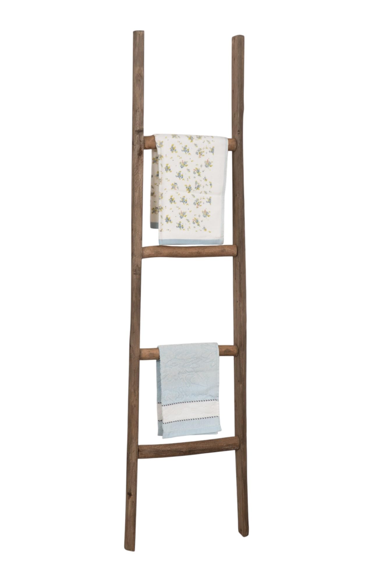 Biscottini Escalier porte-serviettes de bain 39 x 7 x 132 - Escalier décoratif en bois - Escalier en bois - Escalier porte-serviettes - Porte-serviettes mural en métal, Bambu