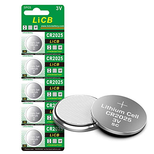 LiCB CR2025 Battery,CR2025 Lithium Batteries,3 Volt Coin & Button Cell (5-Pack)