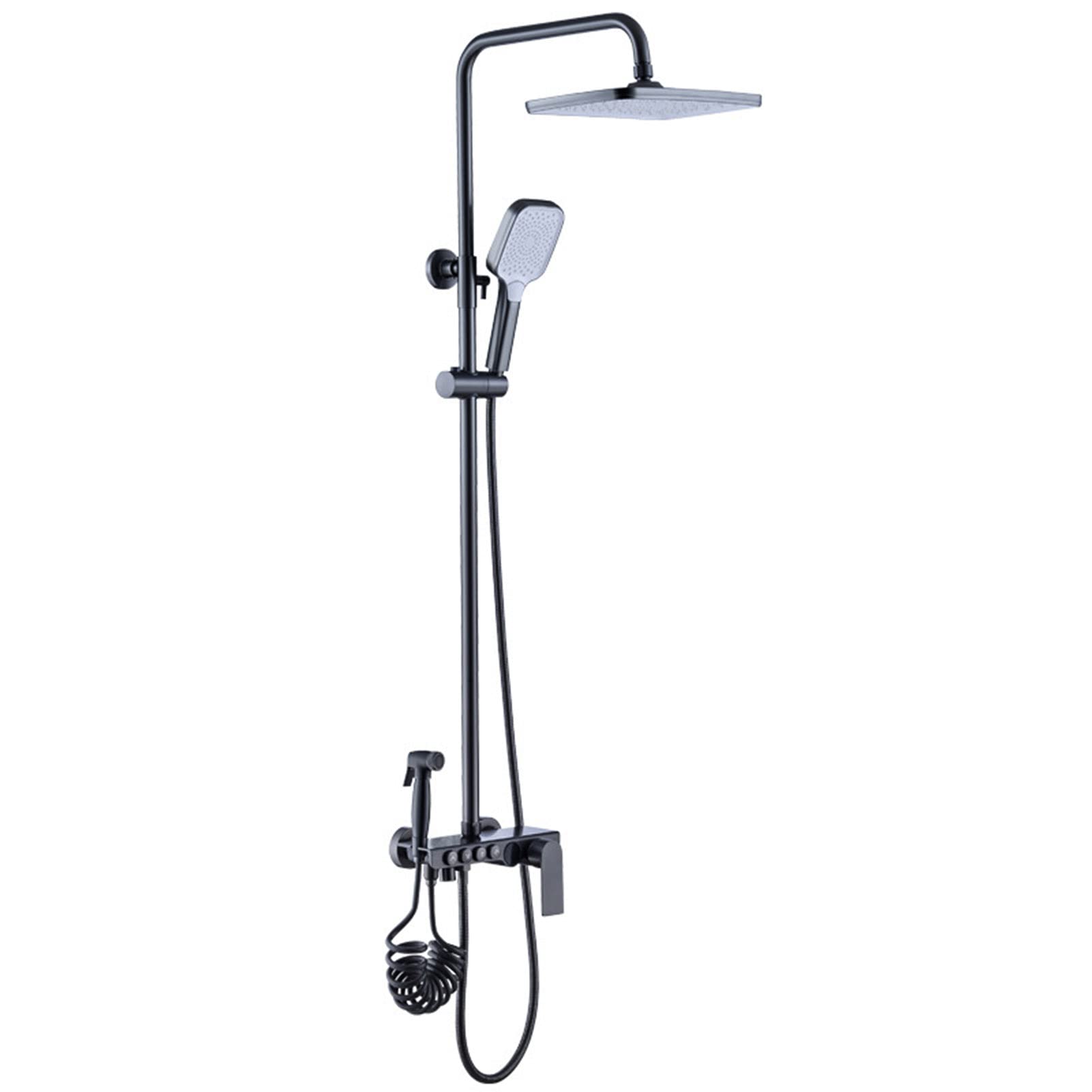 AYCDL Brass Bathroom Shower Faucet Set Brushed Gray Shower Fixture Rainfall Shower Head Handheld Shower Spray Rough-in Valve and Shower Trim Included