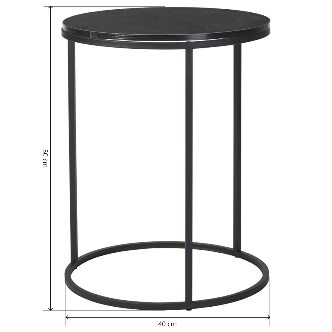 Acomoda Textil – Juego de 2 Mesas Auxiliares Redondas de Madera y Metal para Salón, Dormitorio y Terraza. Set Mesas Nido para Café Diseño Moderno y Versátil para Hogar. (Negro)