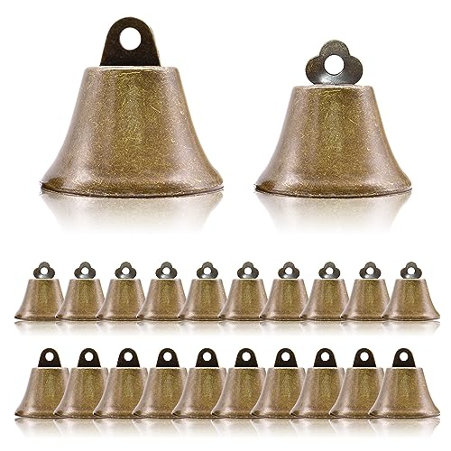 Geoyien 20Pcs Campanillas de Metal Bronce Vintage, Campana de Bronce Retro para la decoración Artesanal de Bricolaje Wind glockenspeel (10 en Cada uno de los Dos tamaños)