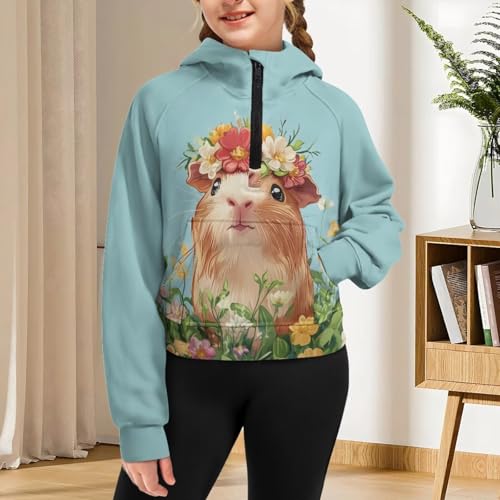 Uourmeti Casual Sweatshirts for Girls Half Zip Up Hoodies with Kangaroo Pockets4