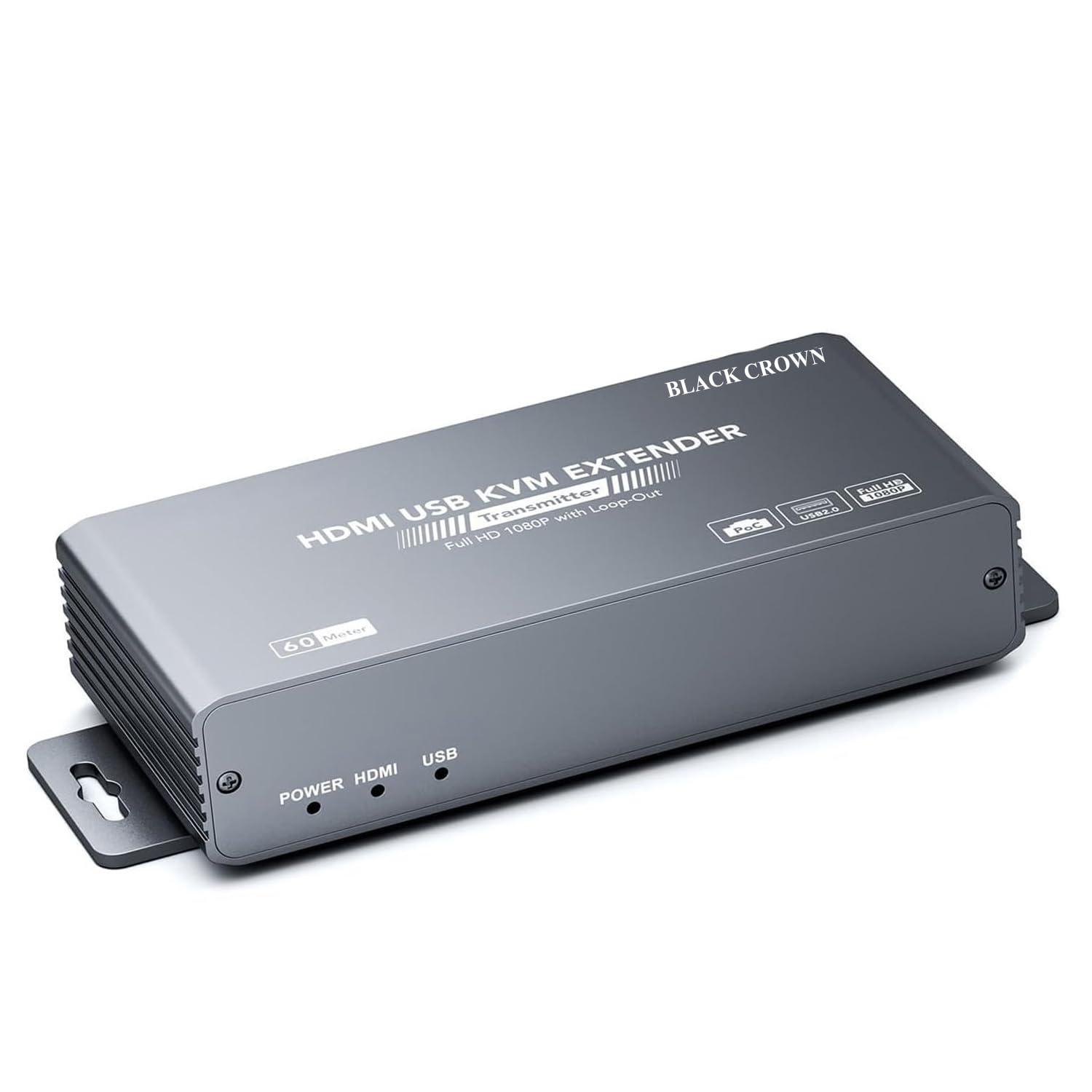 BLACK CROWN 60m HDMI KVM Extender Over Cat6 LAN Cable, 1080P 60Hz USB KVM Extension Kit for CCTV DVR & PC Monitor, Transmitter Receiver with POC & Local Loop Out Display, Space Gray.-image-41