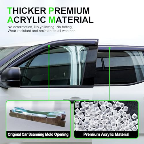 Image of Outside-Mount Window Visors Rain Guards for 2025 2026 Subaru Forester Full-Size Wind Vent Deflectors Car Accessories Dark Smoke 6-Piece Set with Thicker