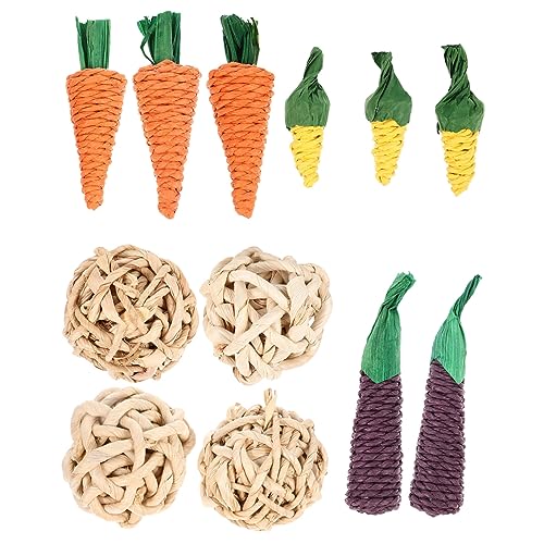 Milisten 12個 ウサギのおもちゃ 豚 ネズミの餌 フェレットケージ ドワーフハムスターケージ ハムスターホイール 動物 モルモットの ハムスター大臼歯のおもちゃ 木製