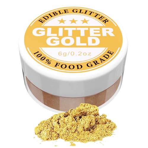 Coloranti Alimentari in Polvere - 6g Coloranti Alimentari in Polvere, Glitter Alimentari per Fondente, Decorazioni, Cucina, Glassa, Fai Da Te(Oro)