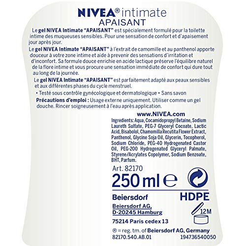 Nivea Gel de toilette intime apaisant, Aloé vera & acide lactique - Le flacon de 250ml (Lot de 3)