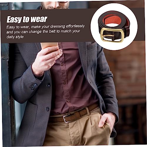 FRCOLOR 1piece Antique Belt Men's Brown Dress Belt Casual Jeans Men's Pants Gentlemanly Fit4