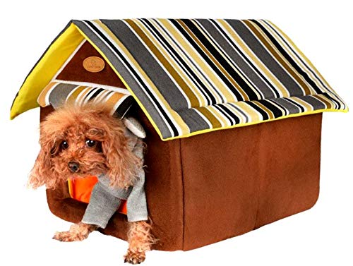 Casinha de Cão e Gato Toda em Tecido Almofadado e Com Telhado