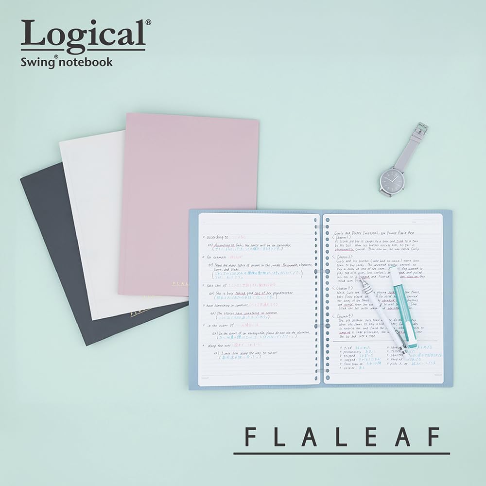 Nakabayashi FLL-B501B-P Logical Flat Binder Notebook, Hula Leaf, B5/10 Count, Old Pink