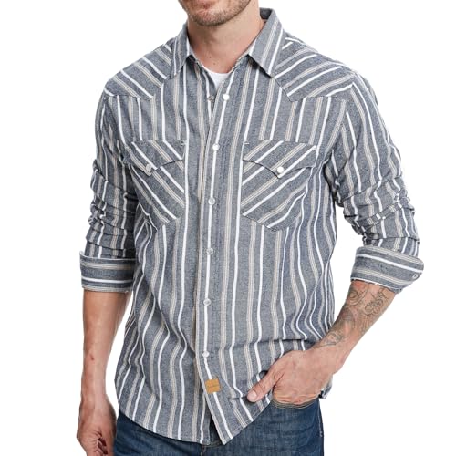 Westbro® Flannel Shirt for Men Western Shirts for Men Pearl Snap Cowboy Plaid Vintage Lightweight Mens Flannel Shirt2