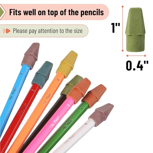 Image of Mr. Pen- Pencil Top Erasers, 120 Pack, Folk Festival Colors | Latex-Free & No Smudge Pencil Eraser Tops
