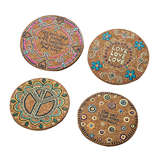 WINOMO 4Pcs Porta Copos de Cortiça Coasters Bebida Copo Padrão Coasters Coasters Coasters Placemat C