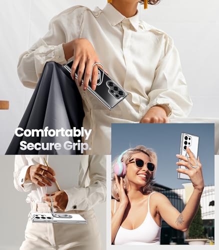 Image of SHIELDS UP for Galaxy S25 Ultra Back Cover with Stand, Samsung S25 Ultra Case Clear with Double Ring Holder [Adjustable & Foldable] Shockproof Protective Cover for Samsung Galaxy S25 Ultra, Clear