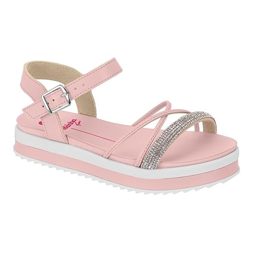 Sandália Molekinha Flatform Tiras com Strass Infantil